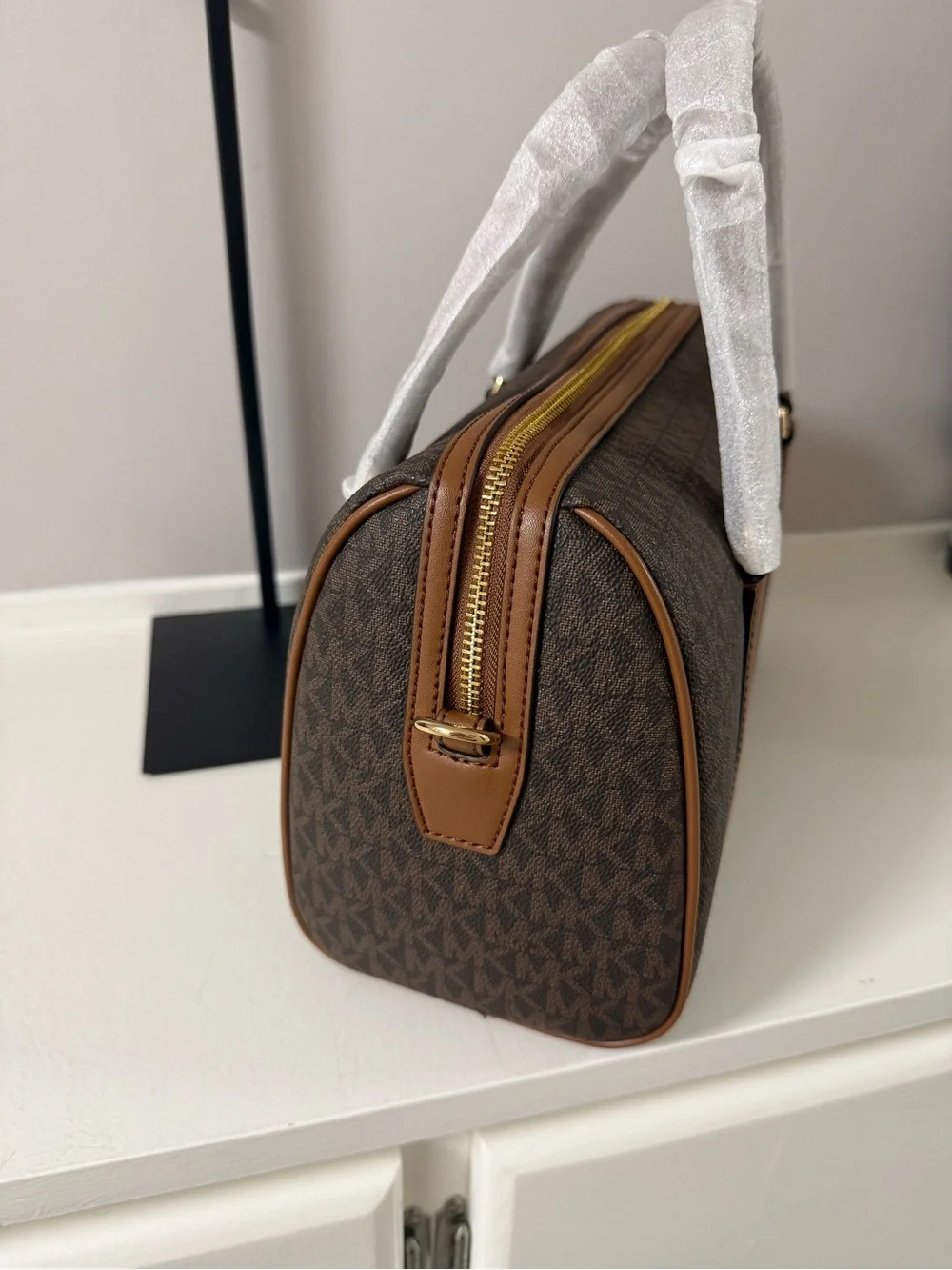 NWT!! Michael Kors Brown/Chestnut Signature Logo Bowling Bag